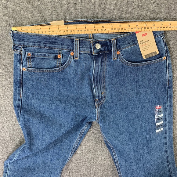 Levis 505 Jeans Men 34x33 Regular Straight Leg Blue Denim NEW - Picture 6 of 13
